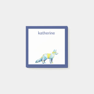 Lägg till ditt namn   Geometric Fox Animal Post-it Block