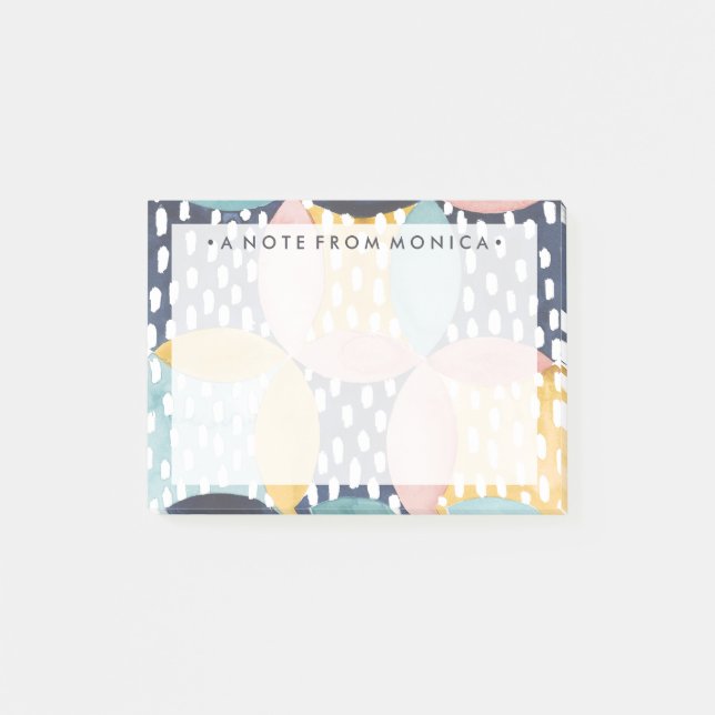 Lägg till ditt namn | Geometriska cirklar med vatt Post-it Block (Framsida)