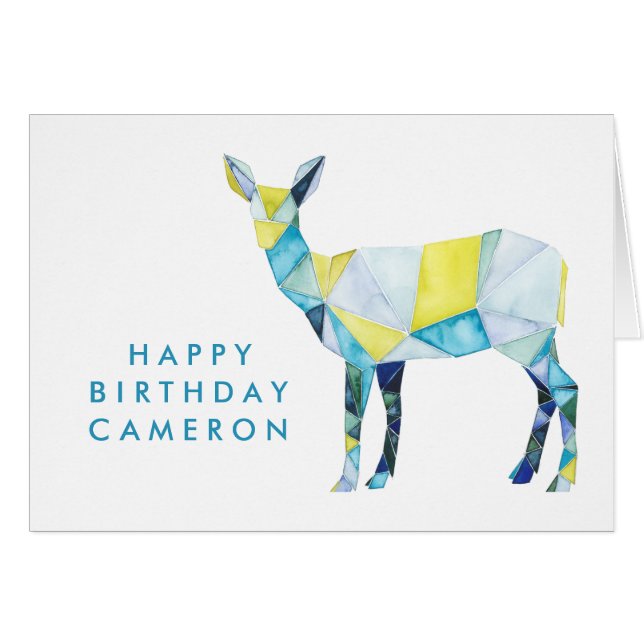 Lägg till ditt namn | Geometriskt Hjort Hälsningskort (Framsidan Horizontal)