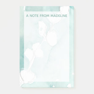 Lägg till ditt namn Ginkgo på Dusty Teal - White Post-it Block