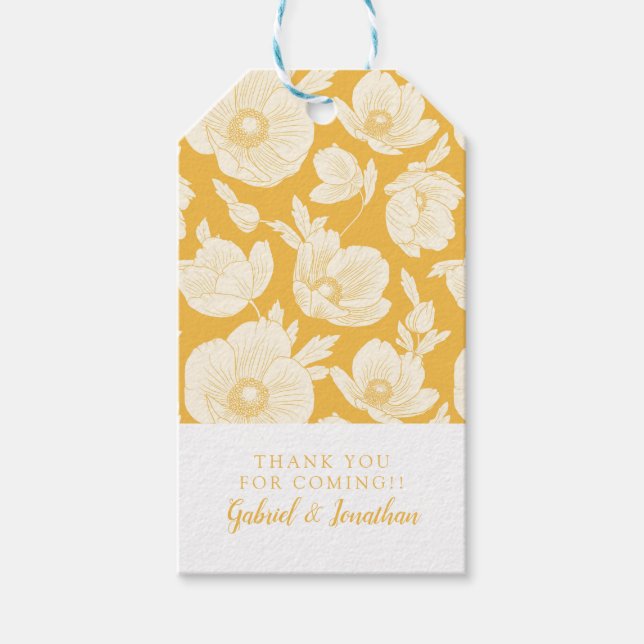 Lägg till ditt namn | Golden Flower Mönster Presentetikett (Framsidan)