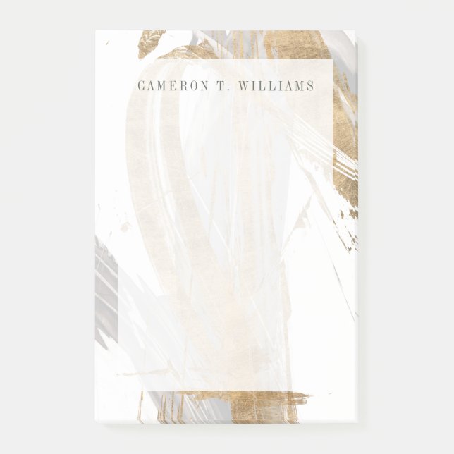 Lägg till ditt namn | GULD & GRÅTT Post-it Block (Framsida)