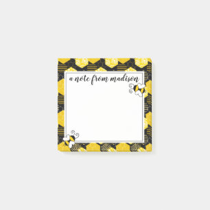 Lägg till ditt namn Humla Honeycomb Mönster Post-it Block