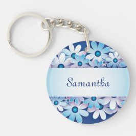 Lägg till ditt namn i Cute Blue & White Flowers