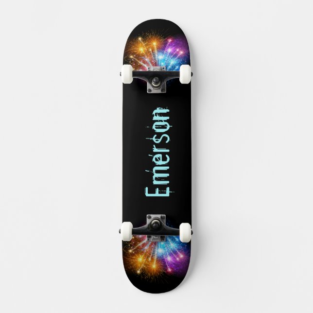 Lägg till ditt namn i Fireworks-Skateboard Mini Skateboard Bräda 18,5 Cm (Framsida)
