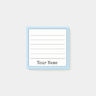 Lägg till ditt namn i himmel Blue Retro Led Post-it Block
