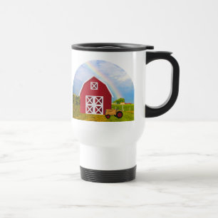 Lägg till ditt namn i Red Barn med Blå himmel Resemugg