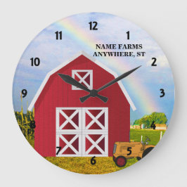 Lägg till ditt namn i Red Barn med Blå himmel Stor Klocka