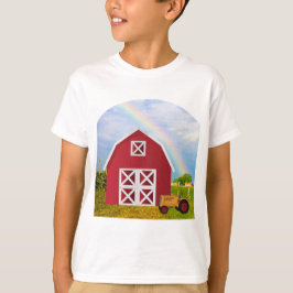 Lägg till ditt namn i Red Barn med Blå himmel T-shirt