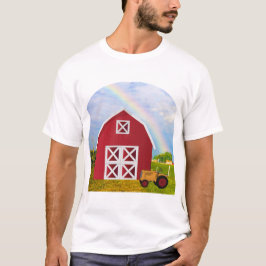 Lägg till ditt namn i Red Barn med Blå himmel Tee