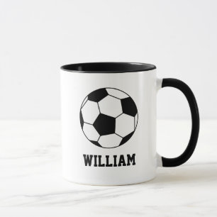 Lägg till ditt namn i svartvitt fotbollar mugg