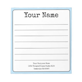 Lägg till ditt namn ifyllt med Himmel Blue Retro Anteckningsblock