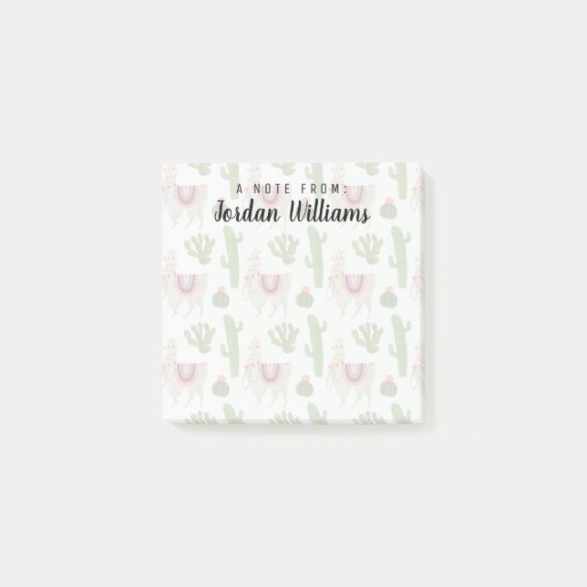 Lägg till ditt namn| Llamarama-samling| Cactus & L Post-it Block (Framsida)