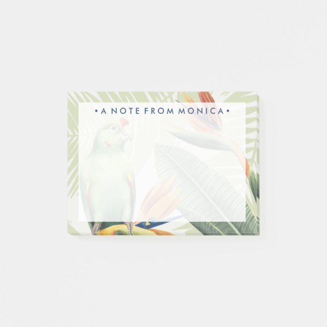 Lägg till ditt namn| Löv i Handflatan med Grönt Bi Post-it Block (Framsida)