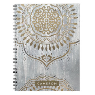 Lägg till ditt namn   Mandala Guld Design Anteckningsbok