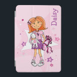 Lägg till ditt namn med rosa Red hair Girl stars iPad Mini Skydd<br><div class="desc">Roligt enhet fodral röd hårflicka med vit knipa och presentkonst. Anpassa med namn efter ditt val. Det här exemplet läser Daisy. Konst och design av Sarah Trett för www.mylittleeden.com</div>