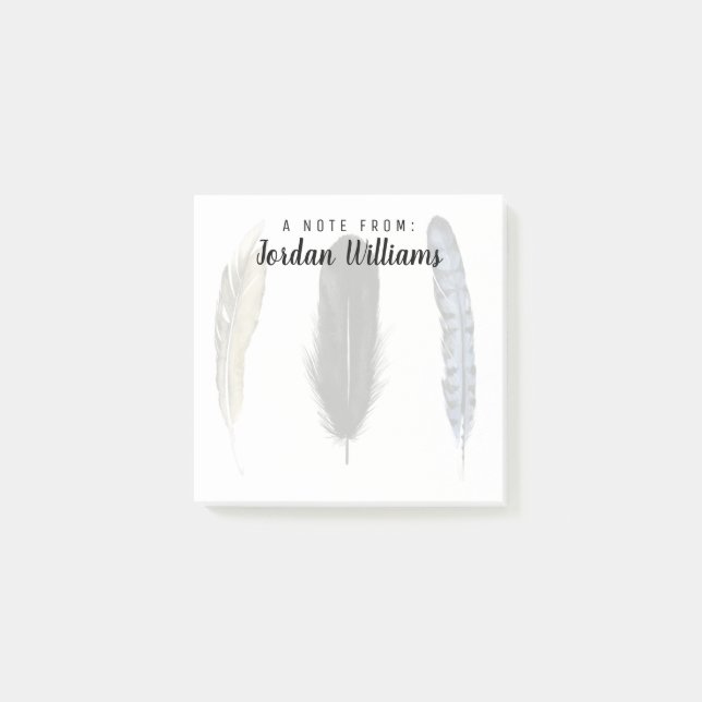 Lägg till ditt namn | Mjuka fjädrar I Post-it Block (Framsida)