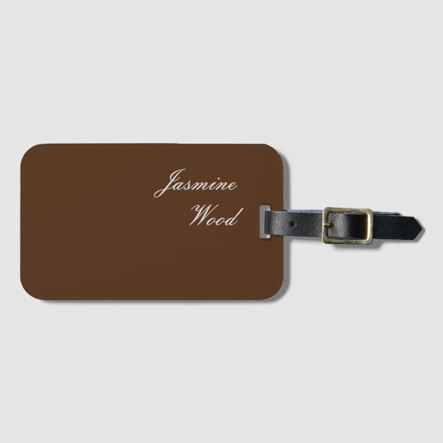 Lägg till ditt namn Modern Minimalist Brown Bagagebricka (Framsida horisontal)