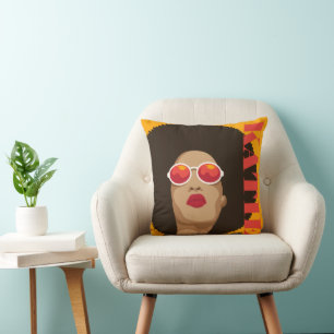 Lägg till ditt namn Modern Pop Art Girl Kudde