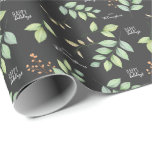 Lägg till ditt namn| Moderna Helgdagar för vattenf Presentpapper<br><div class="desc">Utformningen består av vita hollybär,  blommigt med grönt löv som upprepar mönster.</div>