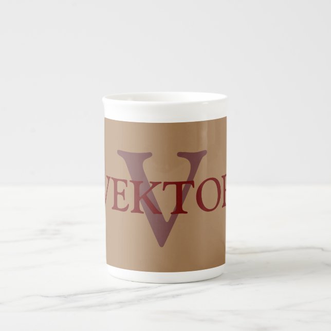 lägg till ditt namn MONOGRAM-MARSKALKAR Benporslin Mugg (Framsidan)