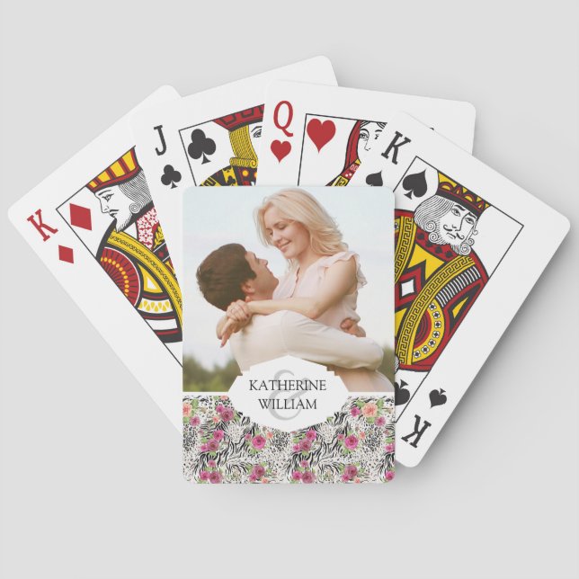 Lägg till ditt namn | Mönster med djurtryck Casinokort (Baksidan)