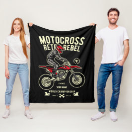 Lägg till ditt NAMN-motocross Retro-rebellmästersk Fleecefilt