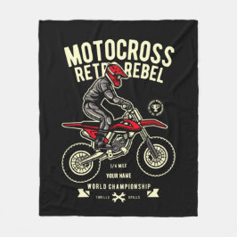 Lägg till ditt NAMN-motocross Retro-rebellmästersk Fleecefilt