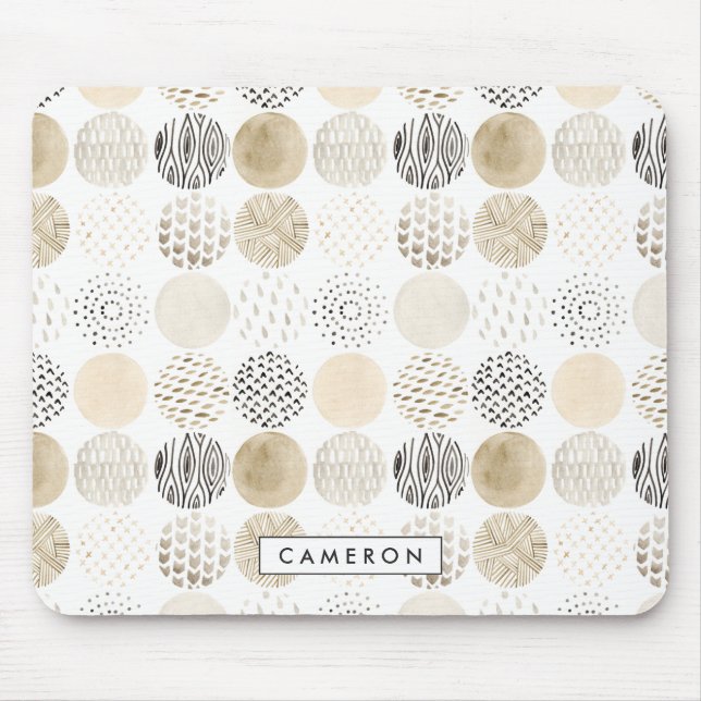 Lägg till ditt namn | Neutralt Abstrakt Circle Mön Musmatta (Framsidan)