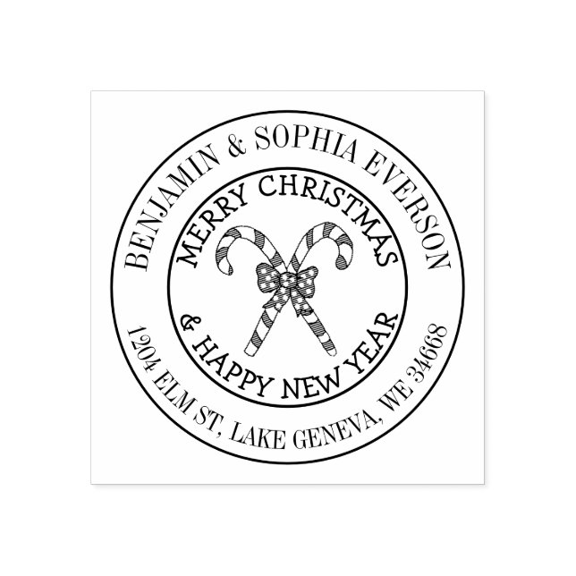 Lägg till ditt namn och Adress jul Candy cane Stämpel (Tryck)