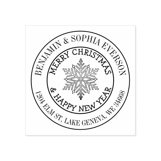Lägg till ditt namn och Adress julsnöflake Stämpel (Tryck)