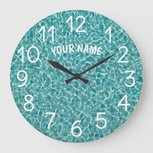 Lägg till ditt namn och fotoswimming Bassäng Vatte Stor Klocka