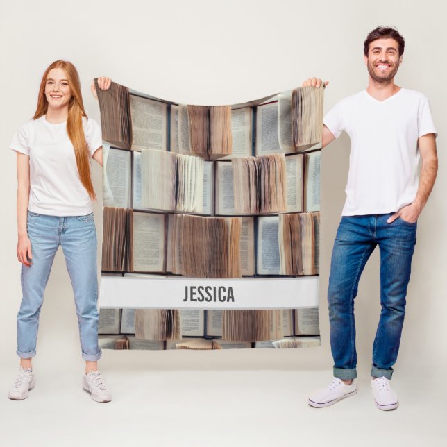 Lägg till ditt namn öppet Bokar Mönster Fleecefilt (På plats)