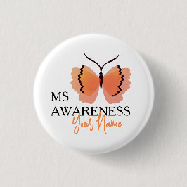 Lägg till ditt namn Orange Butterfly Ms Awareness Knapp