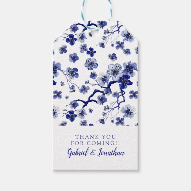 Lägg till ditt namn | Oriental Sakura Gren Mönster Presentetikett (Framsidan)