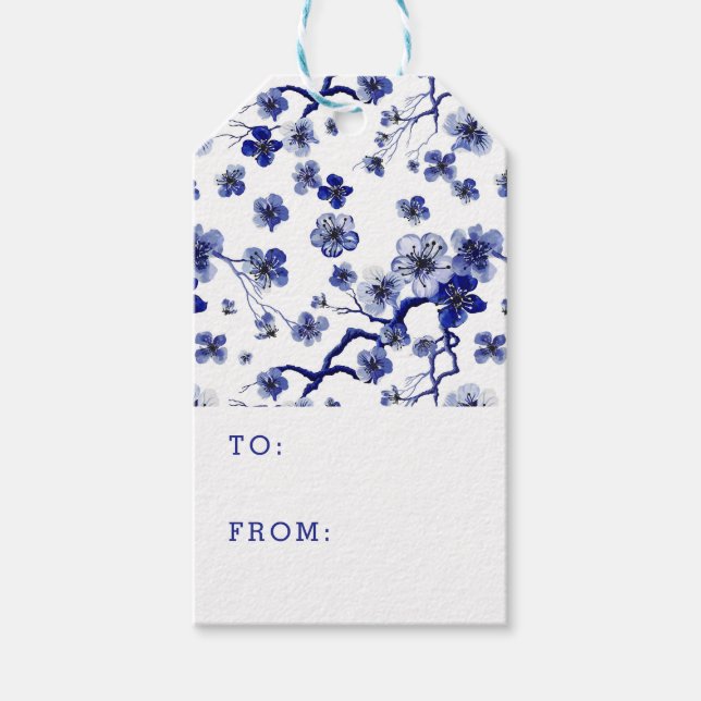 Lägg till ditt namn | Oriental Sakura Gren Mönster Presentetikett (Framsidan)