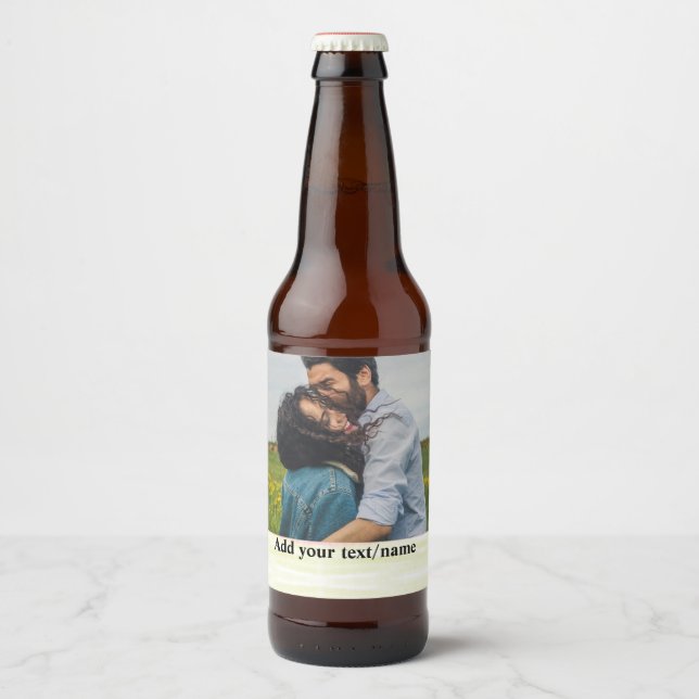 lägg till ditt namn på fotomatetikett ölflaska etikett (Framsida)