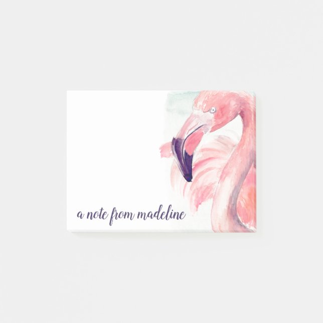 Lägg till ditt namn | Pastel Flamingo Post-it Block (Framsida)