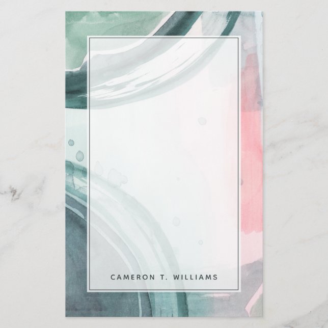 Lägg till ditt namn| Pastellskript - vattenfärg Brevpapper (Framsida)