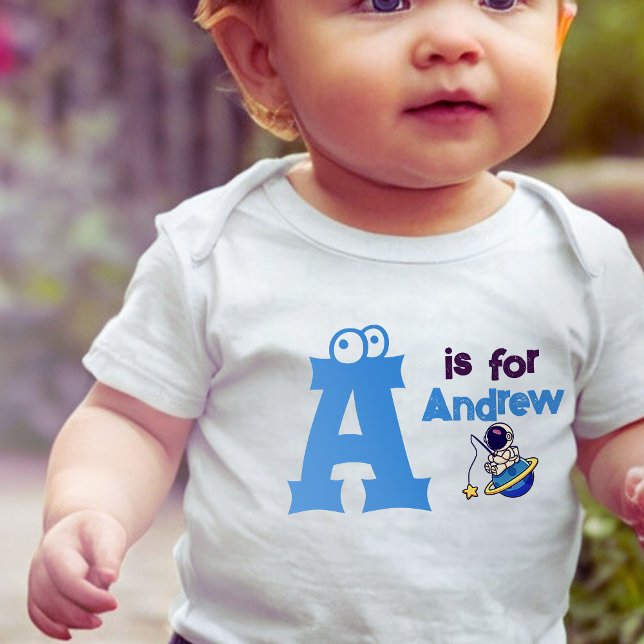 Lägg till ditt namn Pojke Brev är för namn T Shirt (Beautiful customizable t-shirt for your little one; the initial and name, as in the attached image)