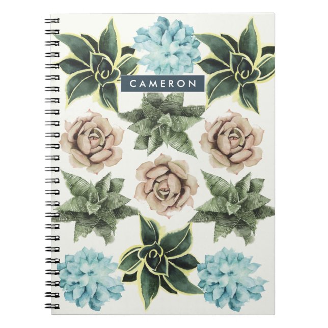 Lägg till ditt namn | Rad med Succulents Anteckningsbok (Framsidan)