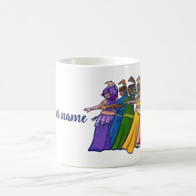 Lägg till ditt namn Rainbow Belly Dancer Art Belly Kaffemugg (Center)