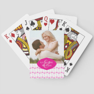 Lägg till ditt namn Rosa Flamingo Pattern Casinokort