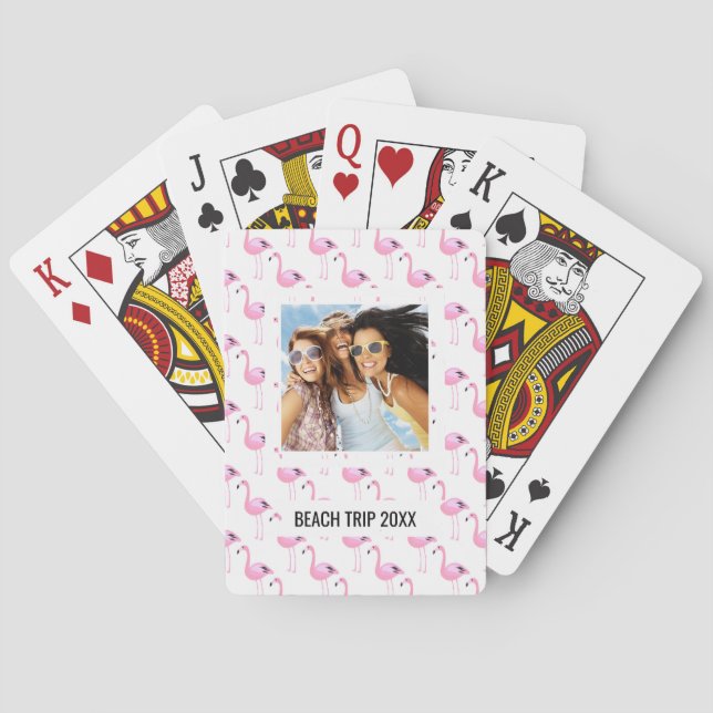 Lägg till ditt namn | Rosa Flamingos Spel Kort (Baksidan)