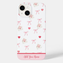 Lägg till ditt namn - Rosa Girly Bow Heart iphone 