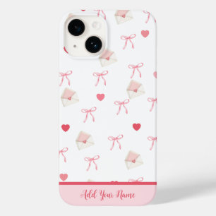 Lägg till ditt namn - Rosa Girly Bow Heart iphone