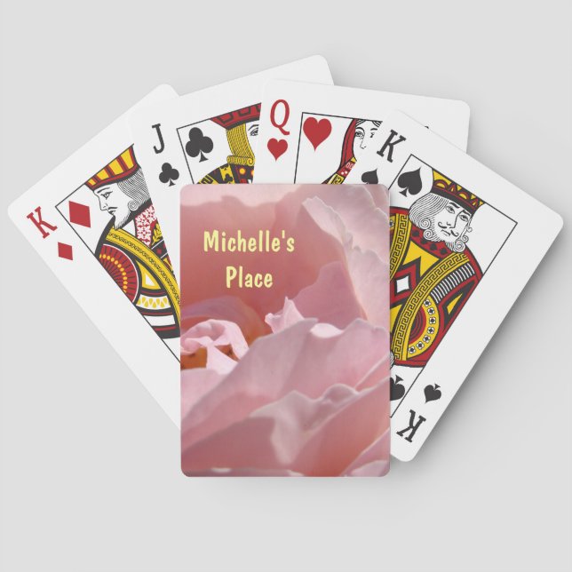 Lägg till ditt namn Rosa ros Spelkort (Baksidan)