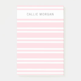 Lägg till ditt namn Rosa Stripe Notes Post-it Block