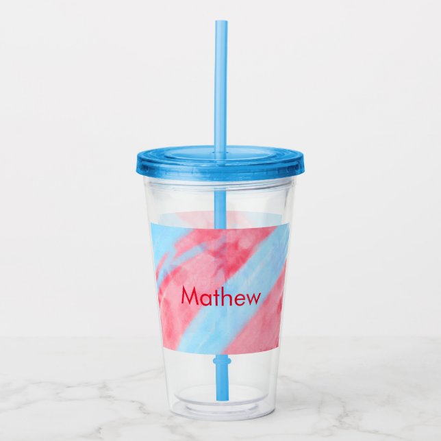 lägg till ditt namn rött b take away mugg (Framsida)