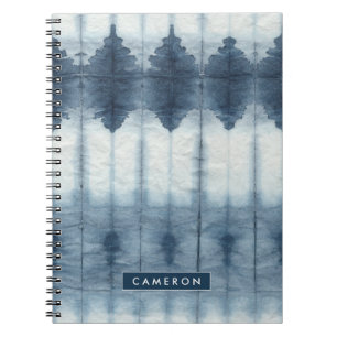 Lägg till ditt namn Shibori Indigio Print Anteckningsbok Med Spiral